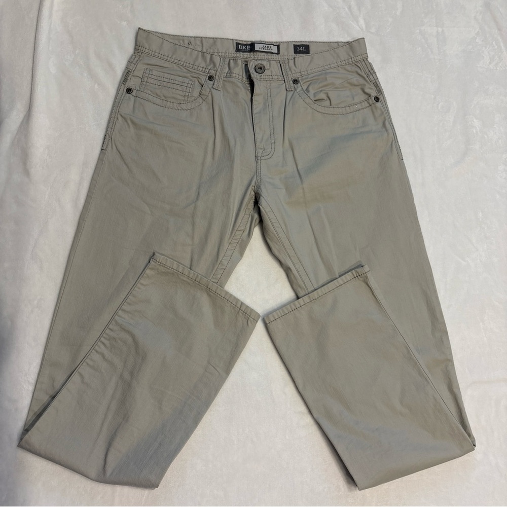 BKE Jake Straight Leg 5 Pocket Men’s Jeans Stretchy  Light Gray 34L Fit 34x34.5